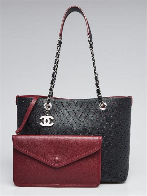 chanel black perforated grained calfskin leather tote bag|CHANEL Perforated Grained Calfskin Large Shopping Tote Black .